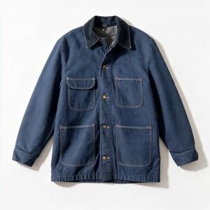 Vintage Blue Bell Denim Chore Barn Coat Men 38  Blanket Lined Corduroy Collar